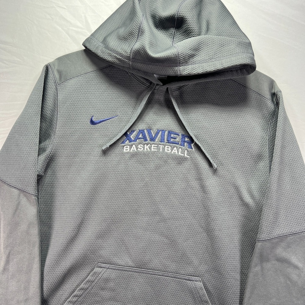 Xavier Musketeers Hoodie Men Large Gray NCAA Basketball Nike Therma Fit Pullover - Picture 3 of 11